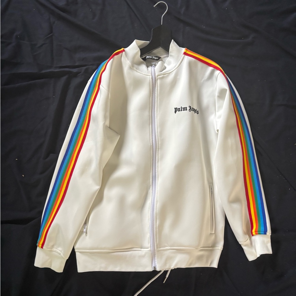 Palm Angels 2 piece Ivory suit Jacket with pants rainbow pride Stripes